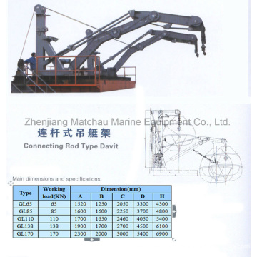 Connecting Rod Type Davit/Pivot Luffing Gravity Davit